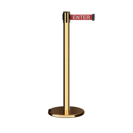 MONTOUR LINE Retractable Belt Rolling Stanchion, 2.5ft Pol.Brass Post  9ft. R.Cau ME630-PB-CAURW-90